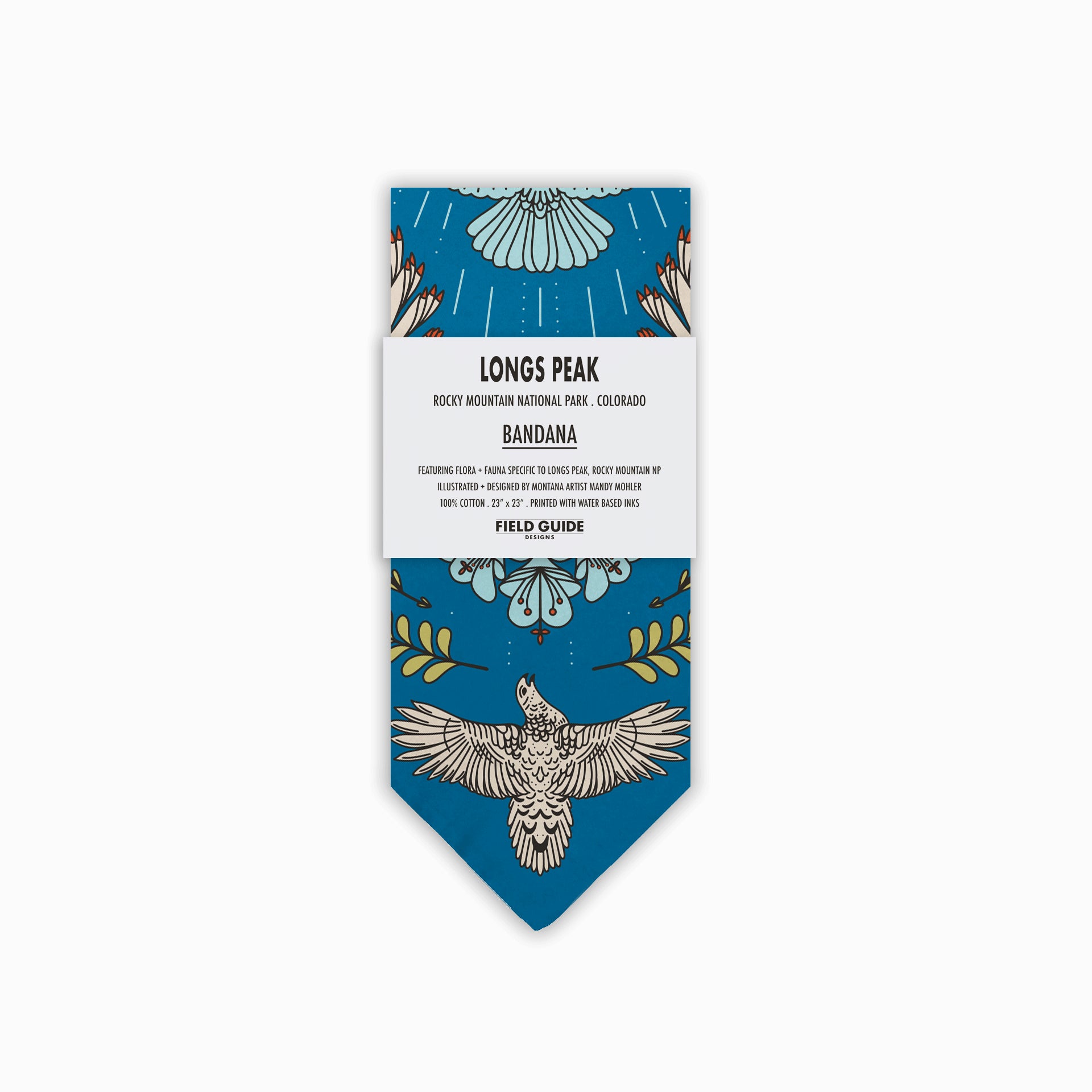 Longs Peak - Rocky Mountain National Park - Colorado - Landmark Bandana - Blue