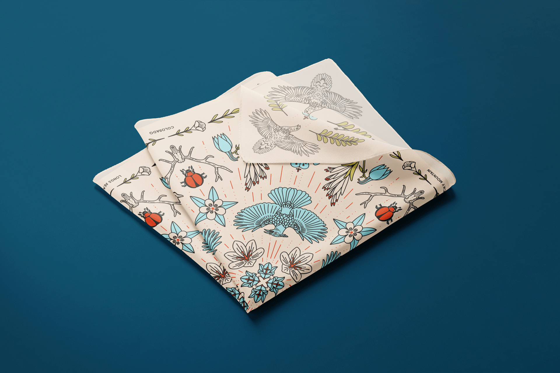 Longs Peak - Rocky Mountain National Park - Colorado - Landmark Bandana - Cream