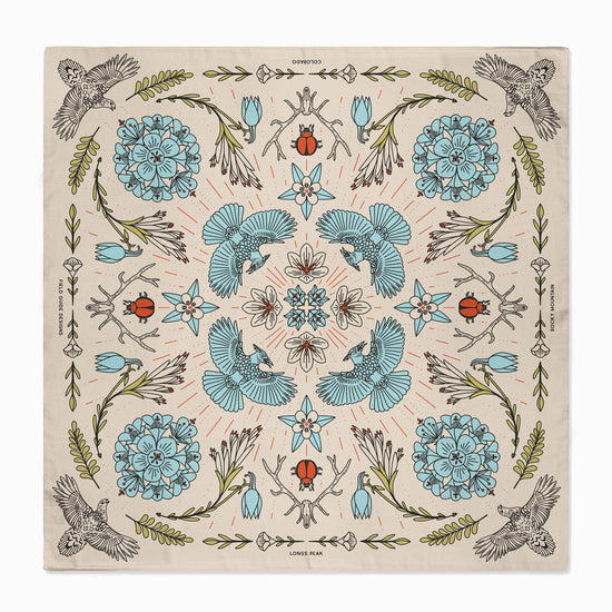 Longs Peak - Rocky Mountain National Park - Colorado - Landmark Bandana - Cream