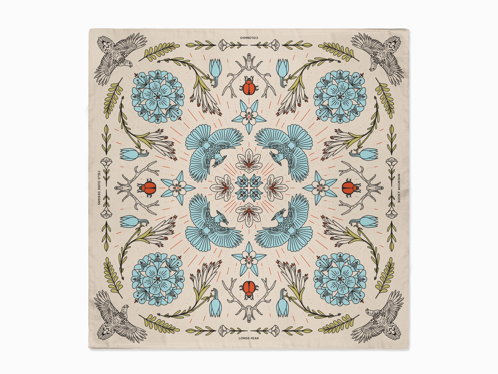 Longs Peak - Rocky Mountain National Park - Colorado - Landmark Bandana - Cream