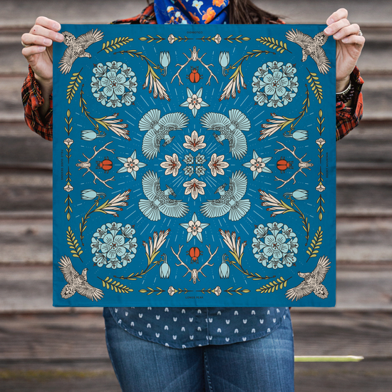 Longs Peak - Rocky Mountain National Park - Colorado - Landmark Bandana - Blue