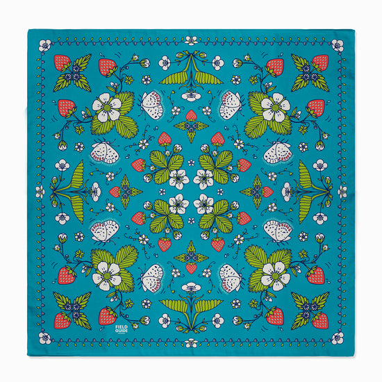 Woodland Strawberry Bandana - Green Leaves