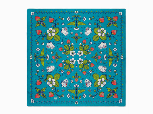 Woodland Strawberry Bandana - Green Leaves