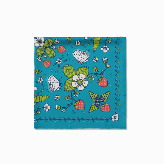 Woodland Strawberry Bandana - Green Leaves