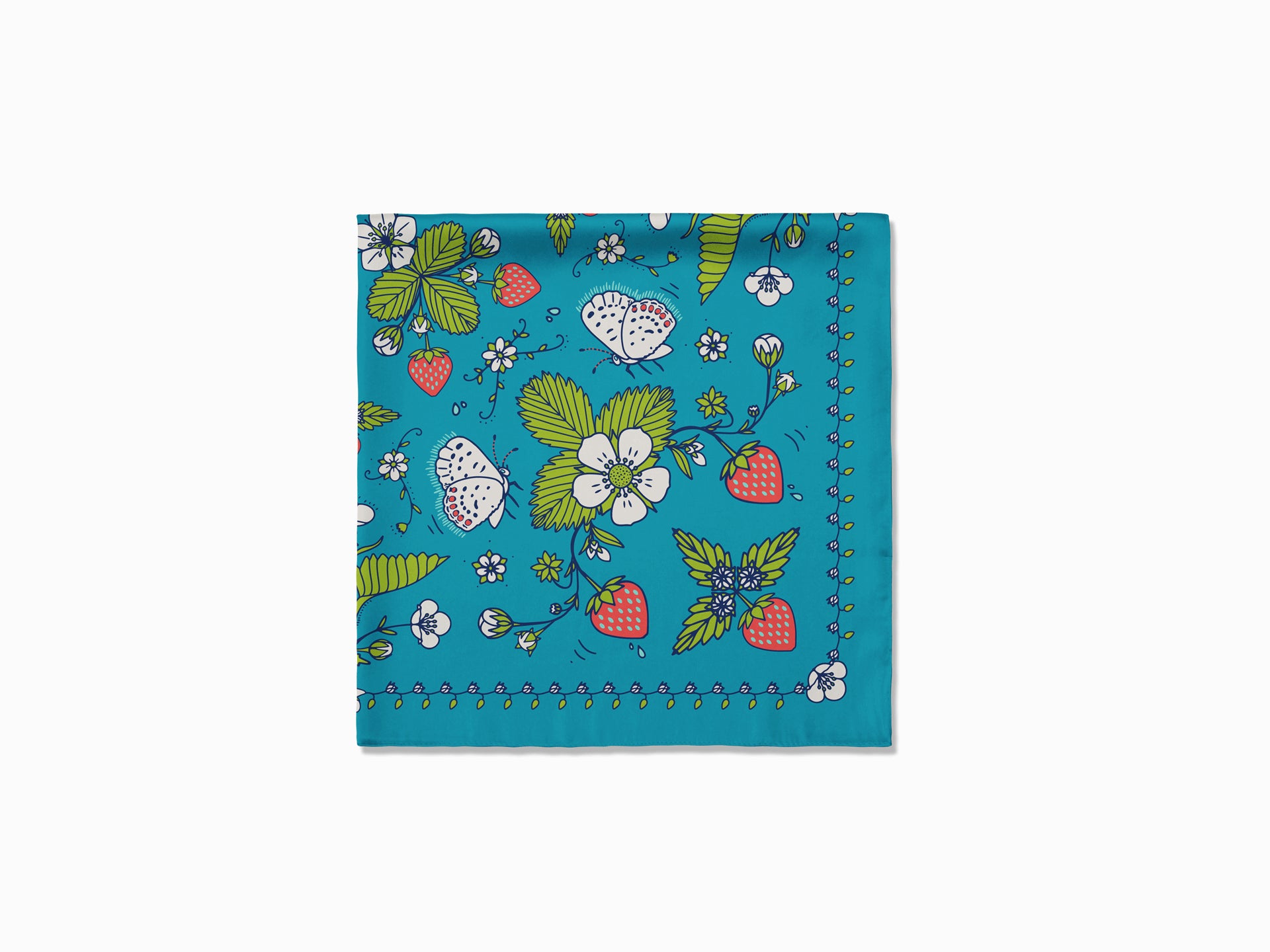 Woodland Strawberry Bandana - Green Leaves