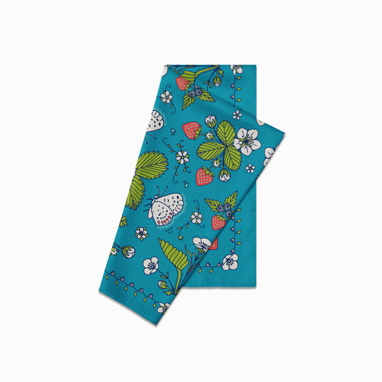 Woodland Strawberry Bandana - Green Leaves