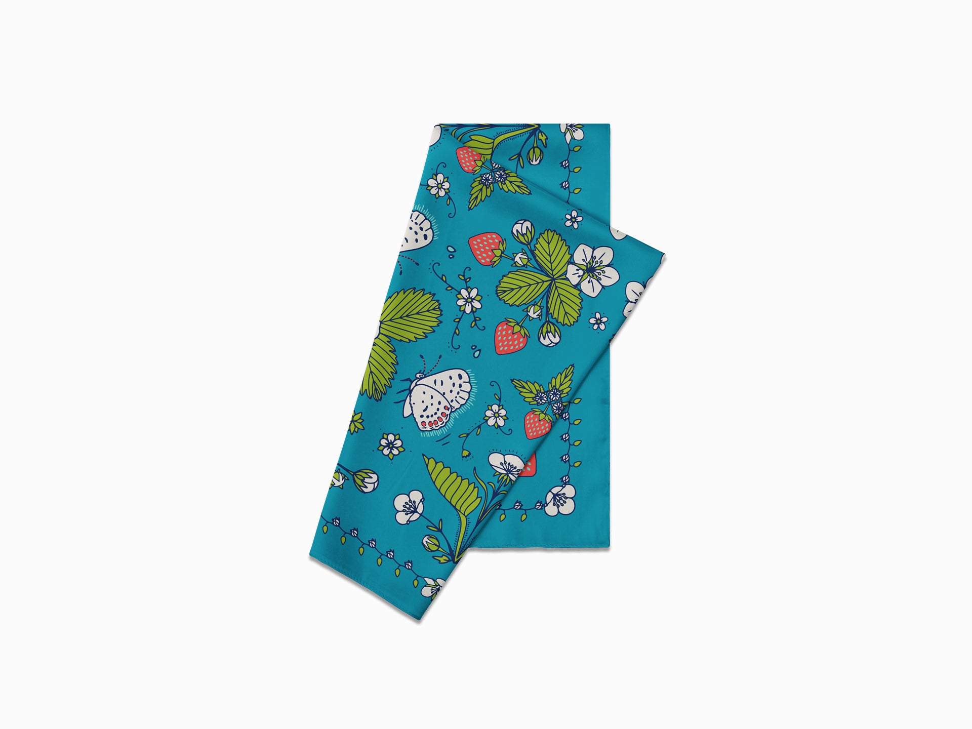 Woodland Strawberry Bandana - Green Leaves