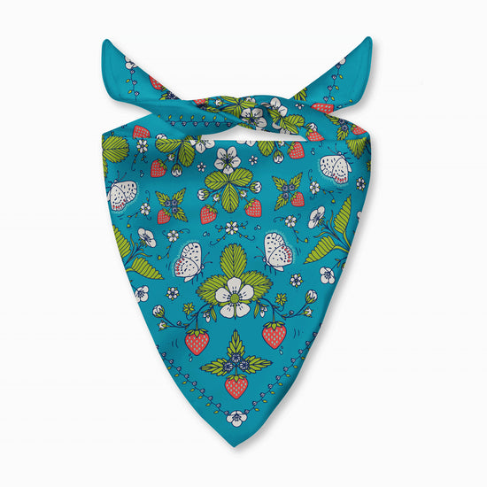 Woodland Strawberry Bandana - Green Leaves